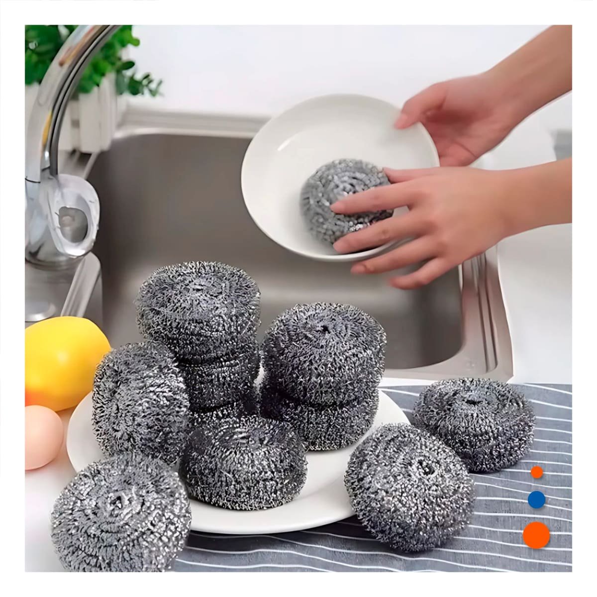 PACK6 LOTE DE ESPONJAS METALICAS PARA MANTENER COCINA Y UTENSILIOS LIMPIOS Y+PAPEL REGALO - 5