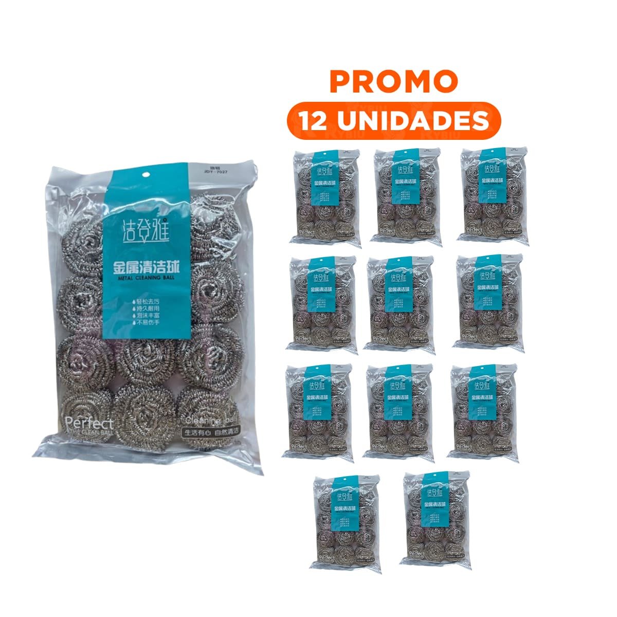 PACK12 CONJUNTO DE ESPONJAS METALICAS DURADERAS DE LIMPIEZA PROFUNDA EN COCINA Y+REGALO STICKER - 1