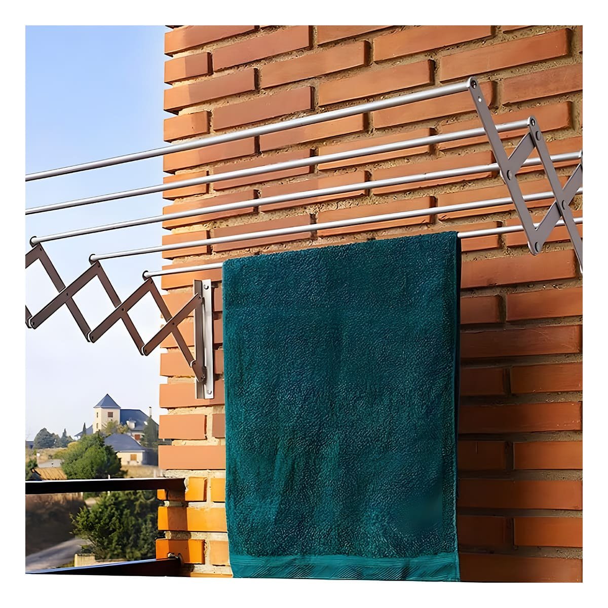 SISTEMA ACORDEON PLATEADO 5 BARRAS 80CM PARA SECADO DE ROPA EN HOGAR - 2