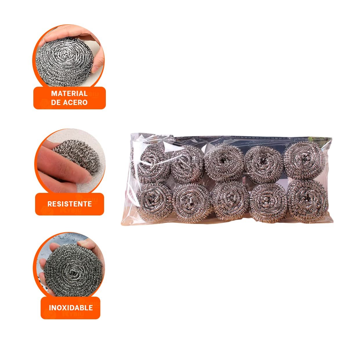 SET DE ESPONJAS METALICAS MULTIUSO PARA REMOVER GRASA Y SUCIEDAD EN OLLAS Y SARTENES - 3