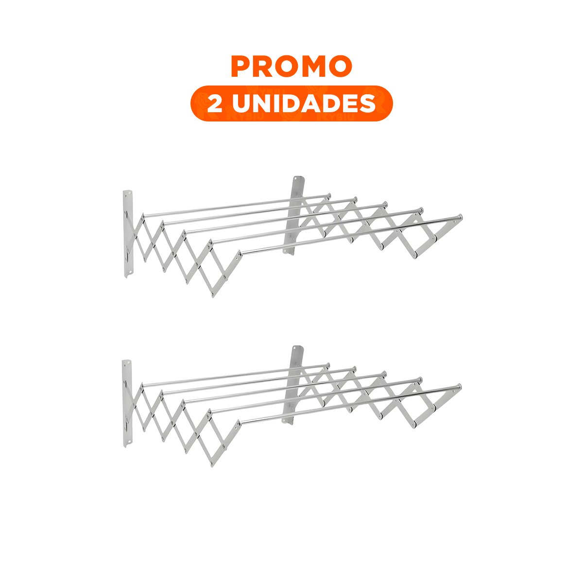 PACK2 ACCESORIO PLATEADO 5 BARRAS 80CM PLEGABLE PARA SECADO DOMESTICO - 1
