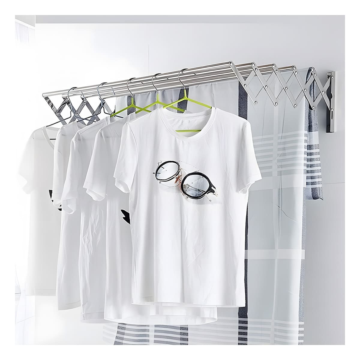 PACK2 ACCESORIO PLATEADO 5 BARRAS 80CM PLEGABLE PARA SECADO DOMESTICO - 3