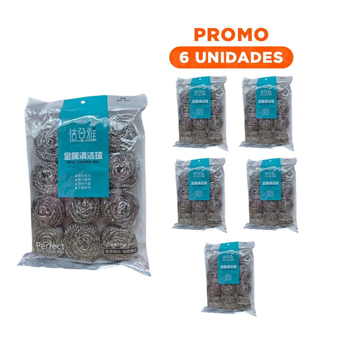 PACK6 CONJUNTO DE ESPONJAS METALICAS RESISTENTES PARA LIMPIEZA DE OLLAS SARTENES Y SUPERFICIES - 1