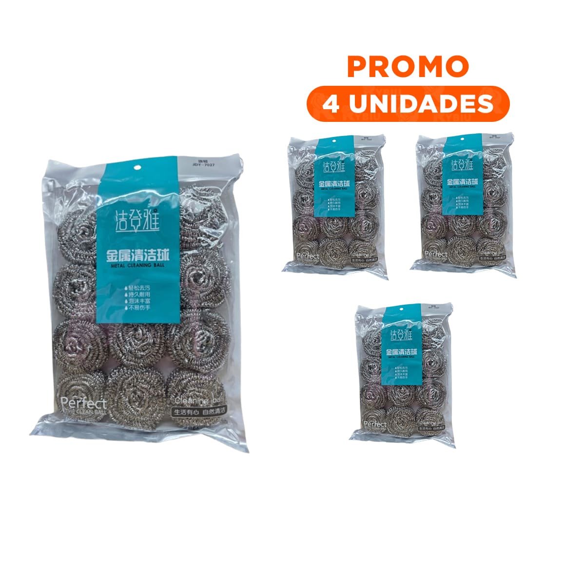 PACK4 PACK DE ESPONJAS METALICAS DURADERAS PARA USO DIARIO EN COCINA Y+REGALO STICKER - 1