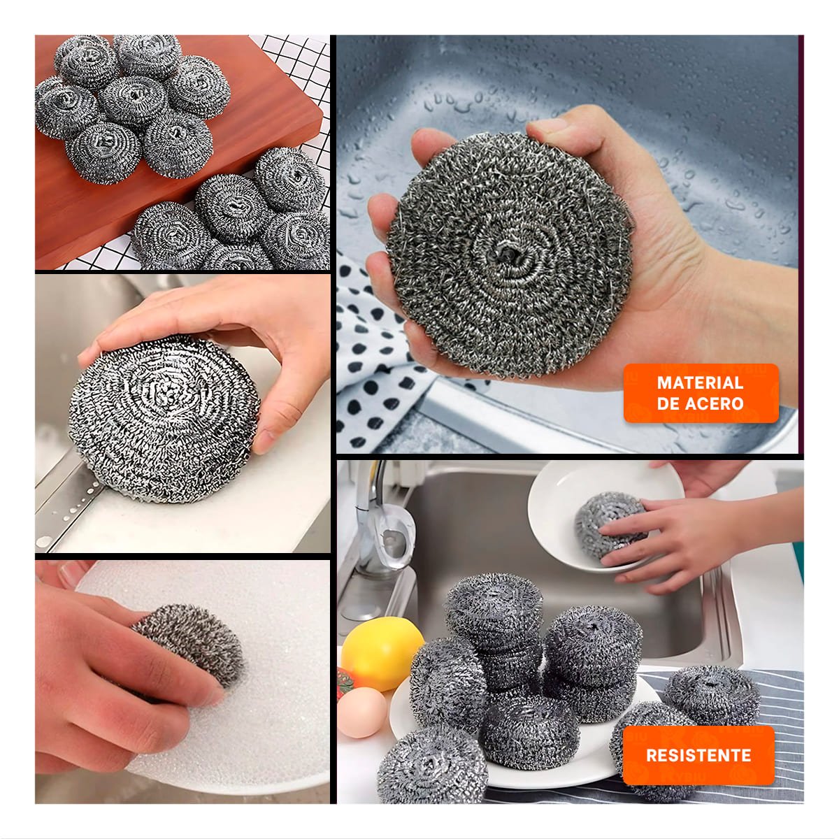 LOTE DE ESPONJAS METALICAS PARA REMOVER RESIDUOS DIFICILES EN OLLAS Y UTENSILIOS Y+POST IT - 1