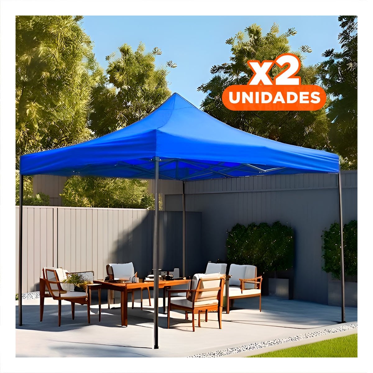 PACK2 TOLDO PLEGABLE COLOR AZUL CON DIMENSIONES 2.3M DE ALTURA Y AREA 3X3M YREGALO STICKER - 1