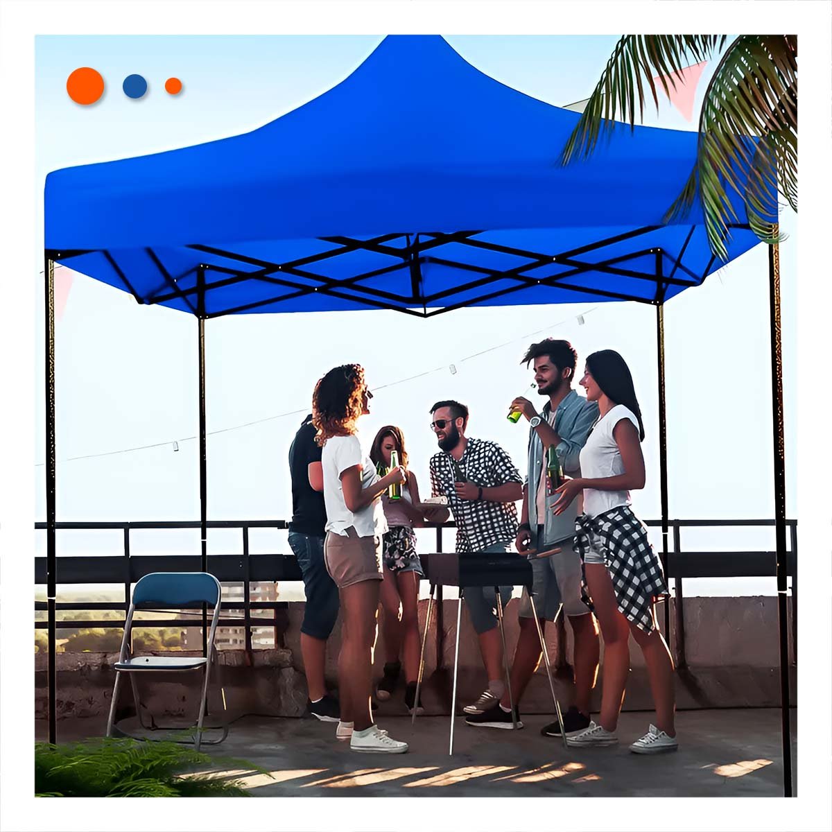 CARPA PLEGABLE DE USO PRACTICO CON DIMENSIONES 3X3X2.3M EN COLOR AZUL Y+REGALO STICKER - 5
