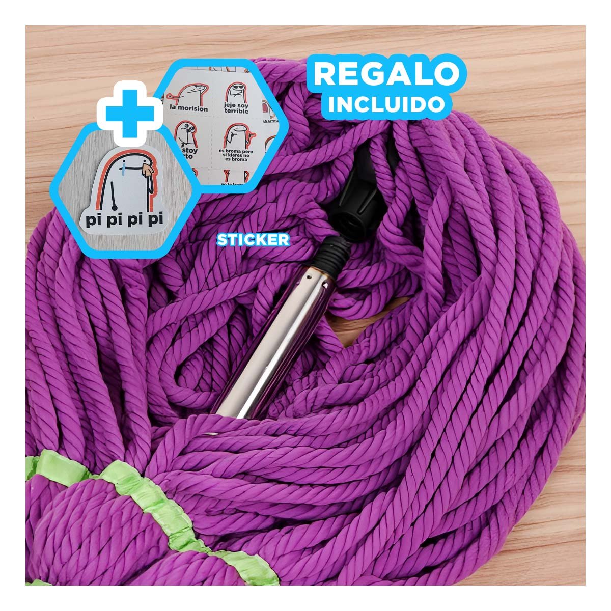 ACCESORIO GIRATORIO CON AUTOEXPRIMIDOR Y MANGO COMODO PARA CUIDADO DEL HOGAR Y+REGALO STICKER - 1
