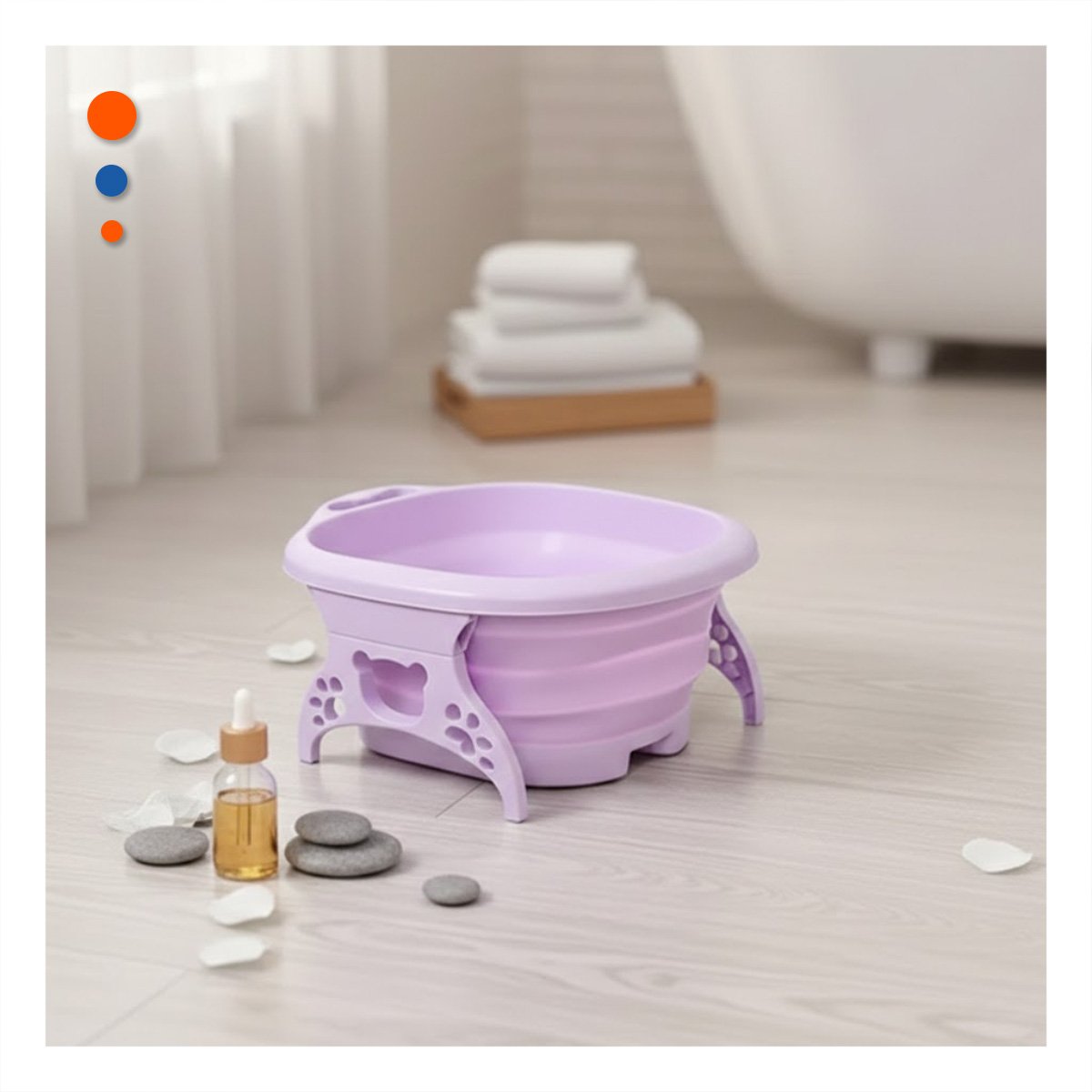 PACK2 CUENCA PORTATIL CON MASAJEADOR DE PIES MORADO COMPACTA Y PRACTICA Y+PAPEL REGALO - 2