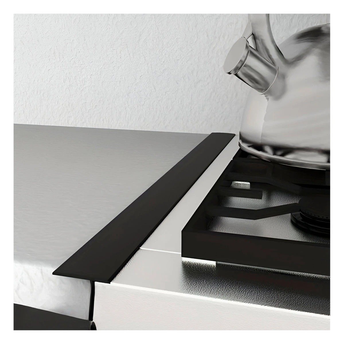 BARRA SILICONICA NEGRA PARA RANURAS COCINA CON ESCUDO CONTRA DERRAMES GRASA Y+POST IT - 3