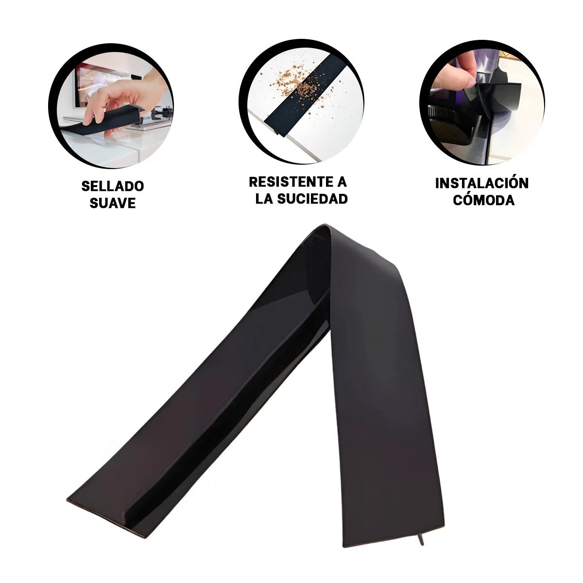 TIRA SILICONA NEGRA PARA CUBRIR RANURAS COCINA CON PROTECCION ANTI GRASA EFICAZ - 3