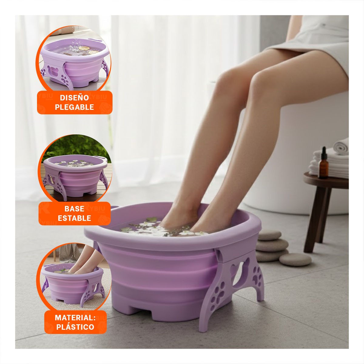 PACK12 TINA PORTATIL CON MASAJEADOR DE PIES MORADO PARA TODO TIPO DE PIE Y+PAPEL REGALO - 3
