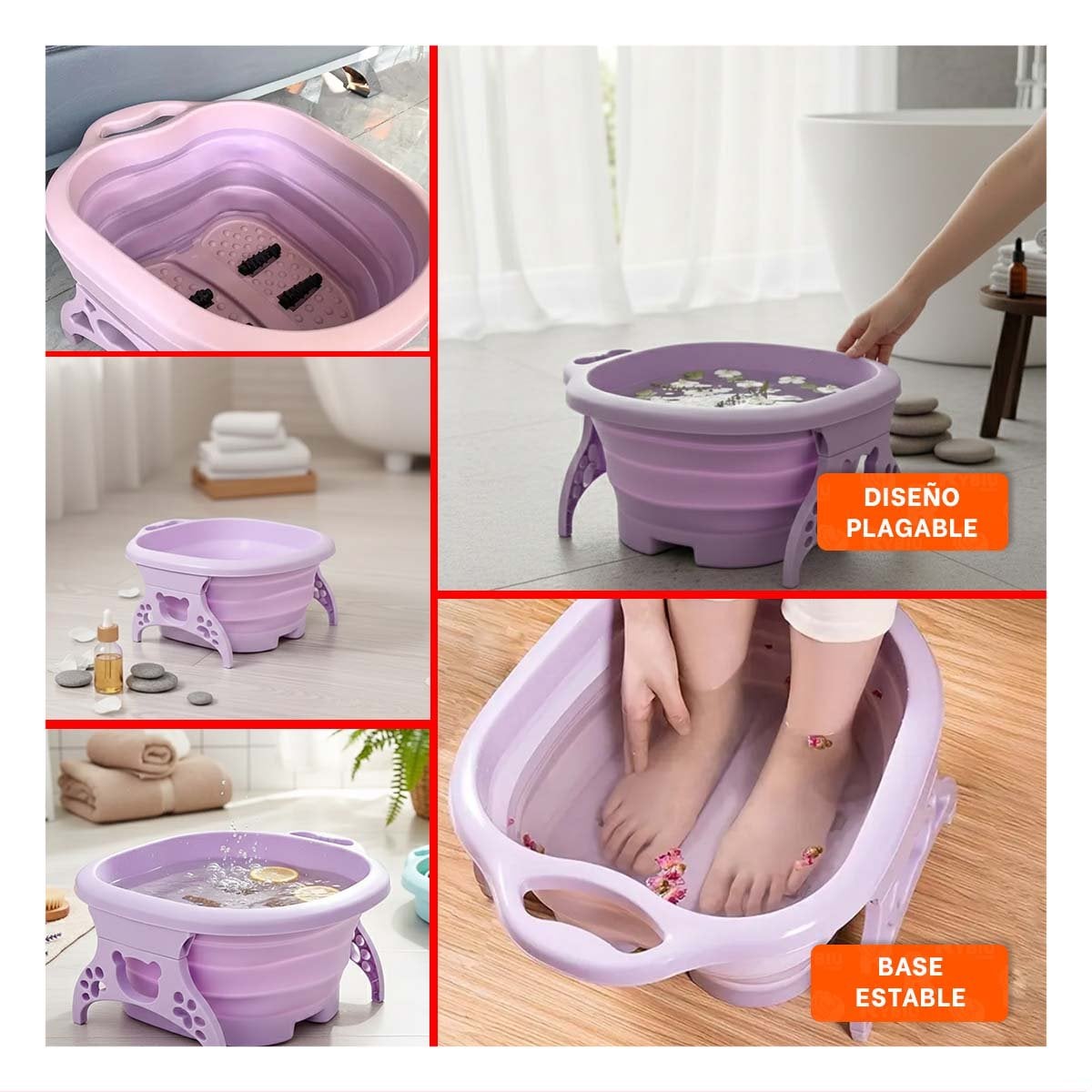 DEPRESOR PORTATIL CON MASAJEADOR DE PIES MORADO PARA SPA EN CASA Y+POST IT - 1