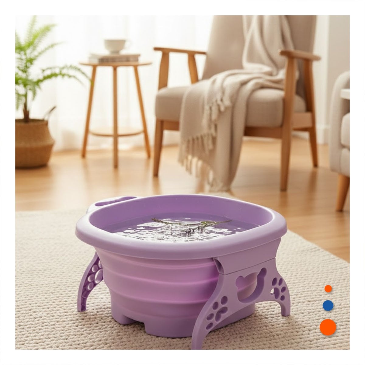 LAVADERO PORTATIL CON MASAJEADOR DE PIES MORADO PARA USO EN CASA Y+REGALO STICKER - 3