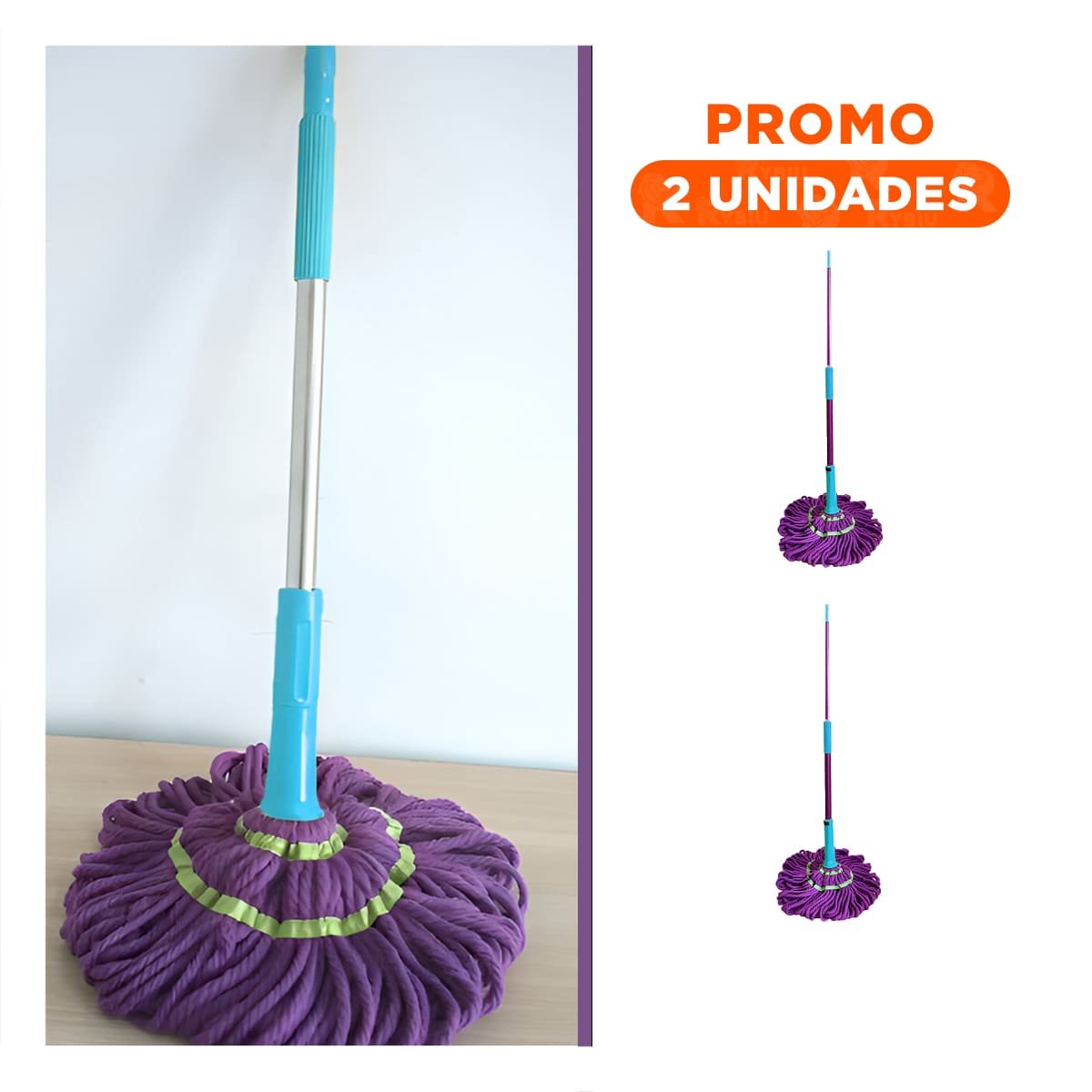 PACK2 PRODUCTO DE LIMPIEZA GIRATORIO CON SISTEMA AUTOEXPRIMIDOR Y MANGO RESISTENTE - 1