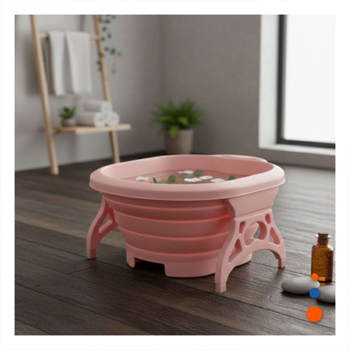 DEPRESOR PORTATIL CON MASAJEADOR DE PIES ROSADO PARA SPA EN CASA Y+POST IT - 1
