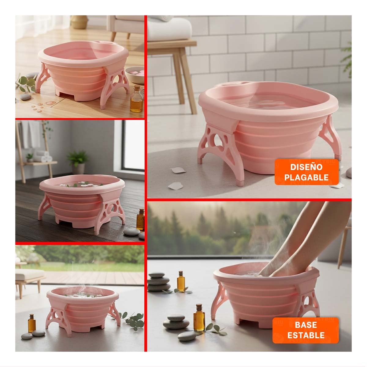 DEPRESOR PORTATIL CON MASAJEADOR DE PIES ROSADO PARA SPA EN CASA Y+POST IT - 2