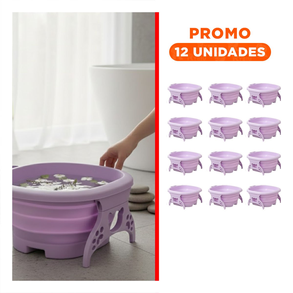 PACK12 DEPRESOR PORTATIL CON MASAJEADOR DE PIES MORADO LIGERA Y FACIL DE USAR - 1