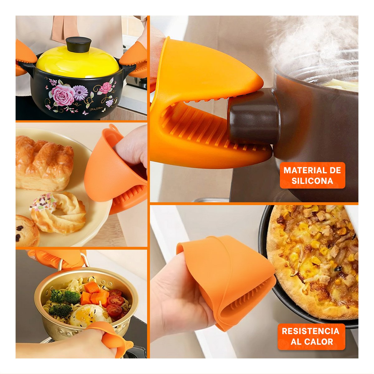 PACK12 ACCESORIOS COCINA DE SILICONA NARANJA PARA HOGAR Y COCINA 7,3X9,5CM Y+PAPEL REGALO - 2
