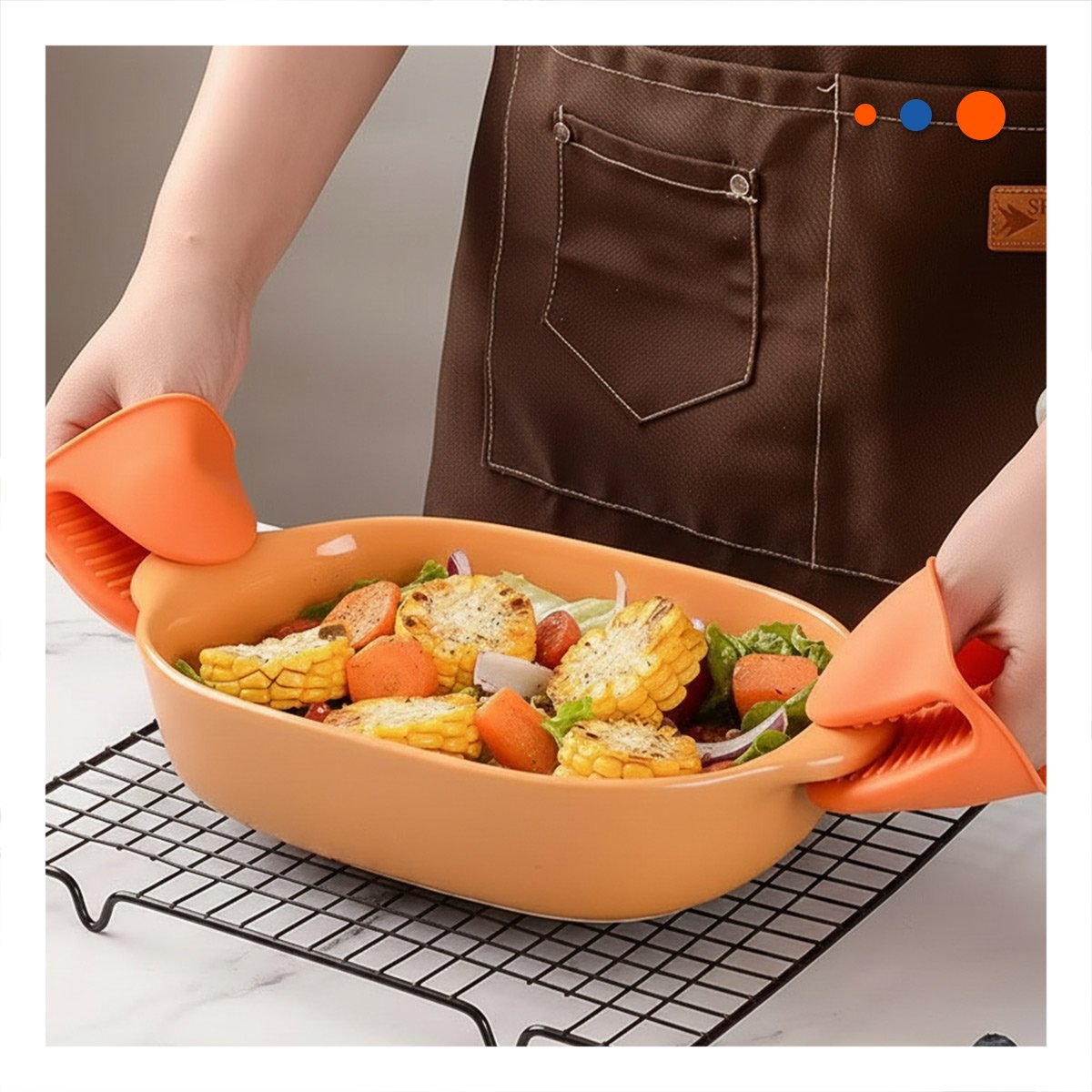 PACK12 ACCESORIOS COCINA DE SILICONA NARANJA PARA HOGAR Y COCINA 7,3X9,5CM Y+PAPEL REGALO - 5