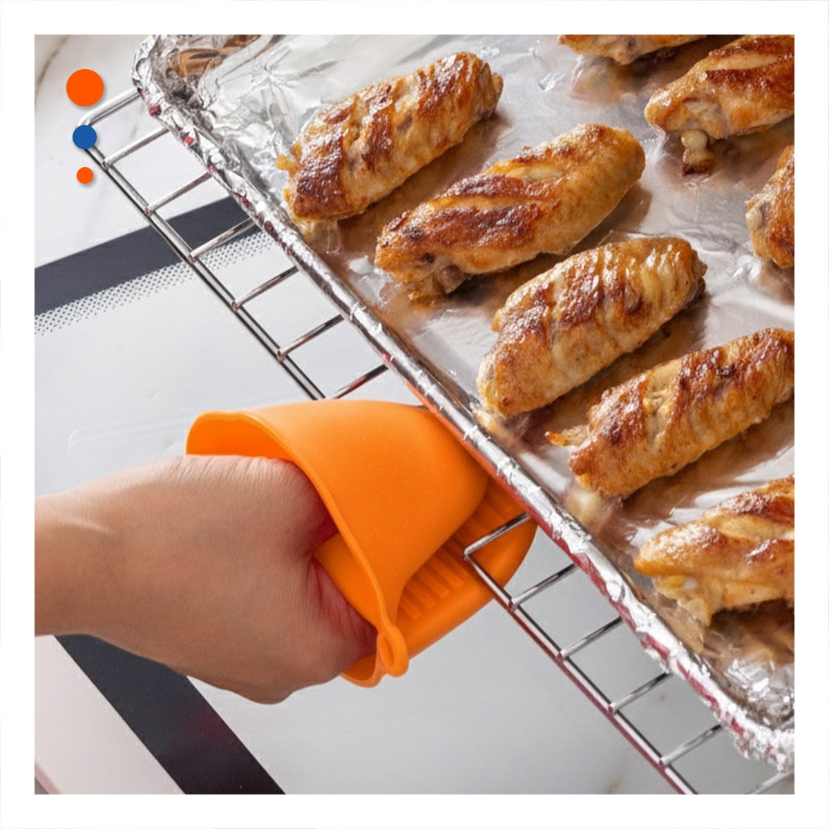 PACK12 MANOS COCINA DE SILICONA NARANJA PARA HOGAR Y COMIDA 7,3X9,5CM Y+REGALO STICKER - 5
