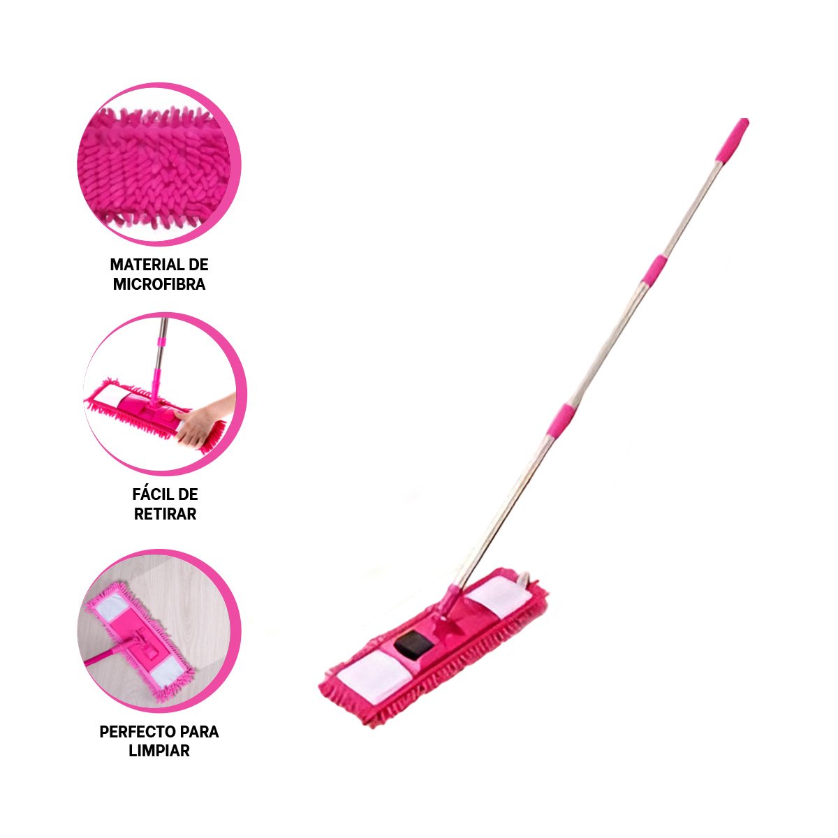 MOPA RECTANGULAR DE MICROFIBRA FUCSIA DE SECADO RAPIDO USO DIARIO YLIGAS REGALO - 3