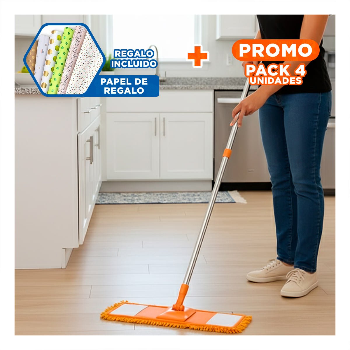 PACK4 TOALLA RECTANGULAR DE MICROFIBRA NARANJA ABSORBENTE USO DOMESTICO YPAPEL REGALO - 1