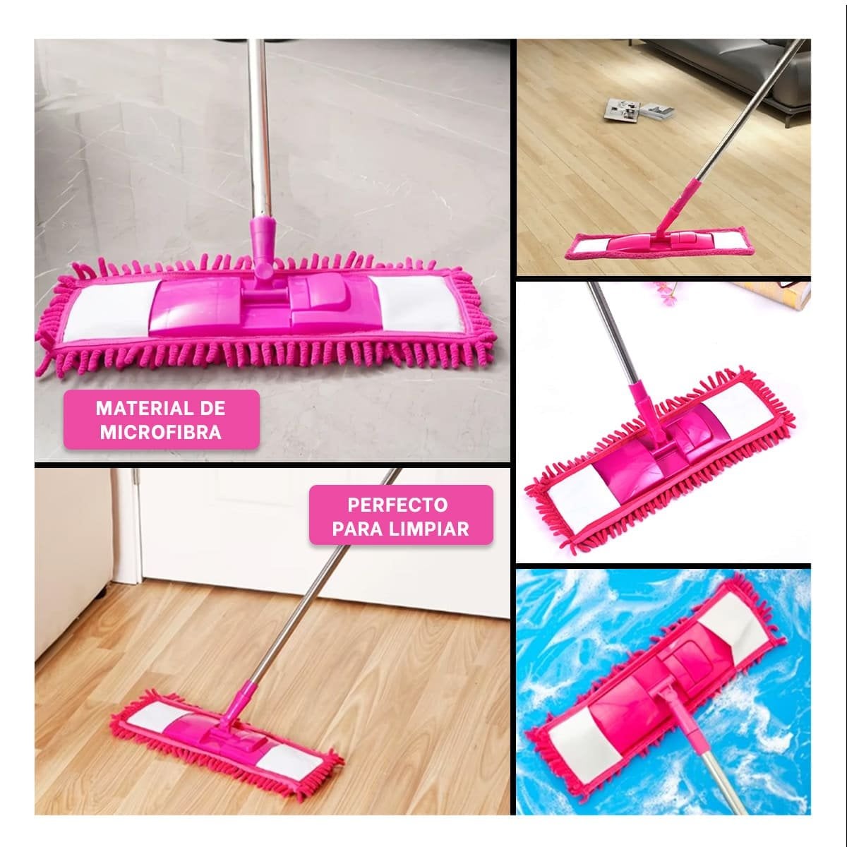 MOPA RECTANGULAR DE MICROFIBRA FUCSIA PRACTICO PARA LIMPIEZA GENERAL YSTICKY - 5