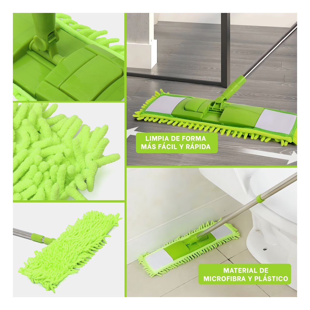 PACK4 TOALLA RECTANGULAR DE MICROFIBRA VERDE SUAVE Y RESISTENTE PARA PISOS Y+REGALO STICKER - 2