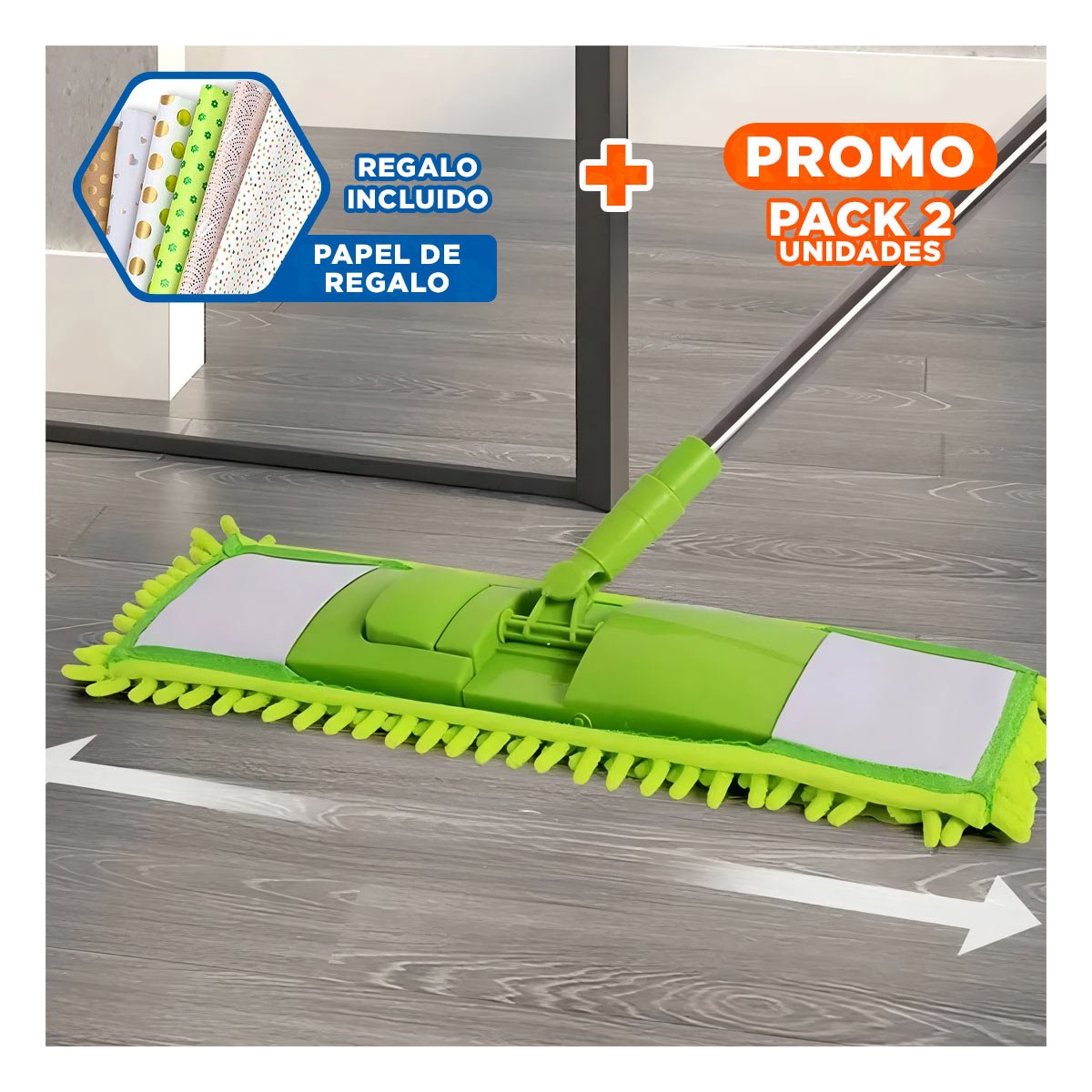 PACK2 FIBRA RECTANGULAR DE MICROFIBRA VERDE SECADO RAPIDO USO DIARIO Y+PAPEL REGALO - 1