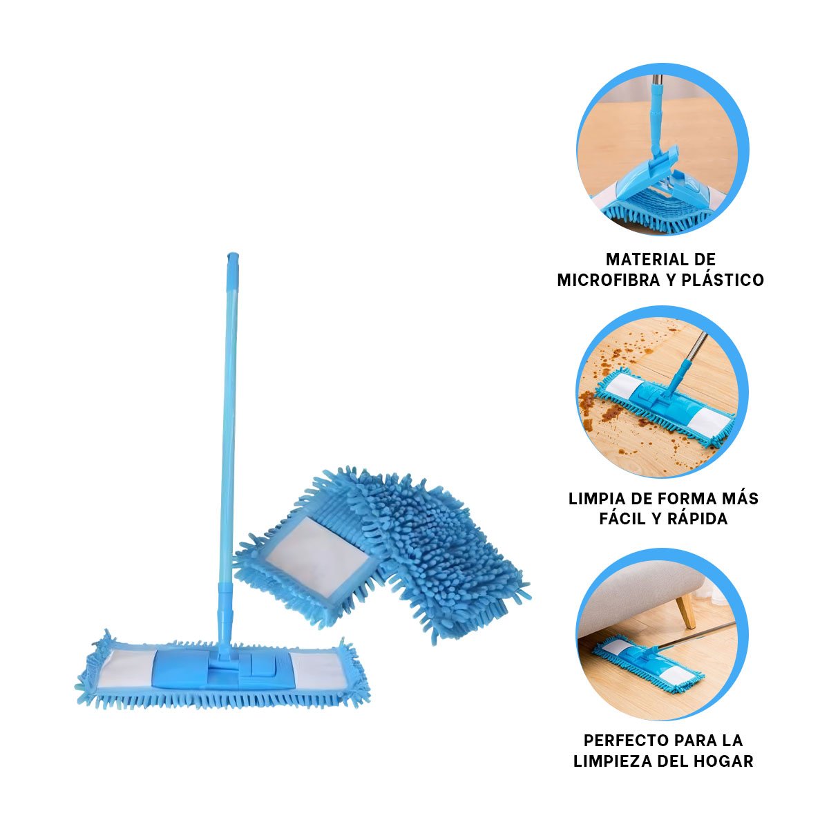 TRAPEDOR RECTANGULAR DE MICROFIBRA CELESTE ABSORBENTE PARA USO DOMESTICO Y+PAPEL REGALO - 5