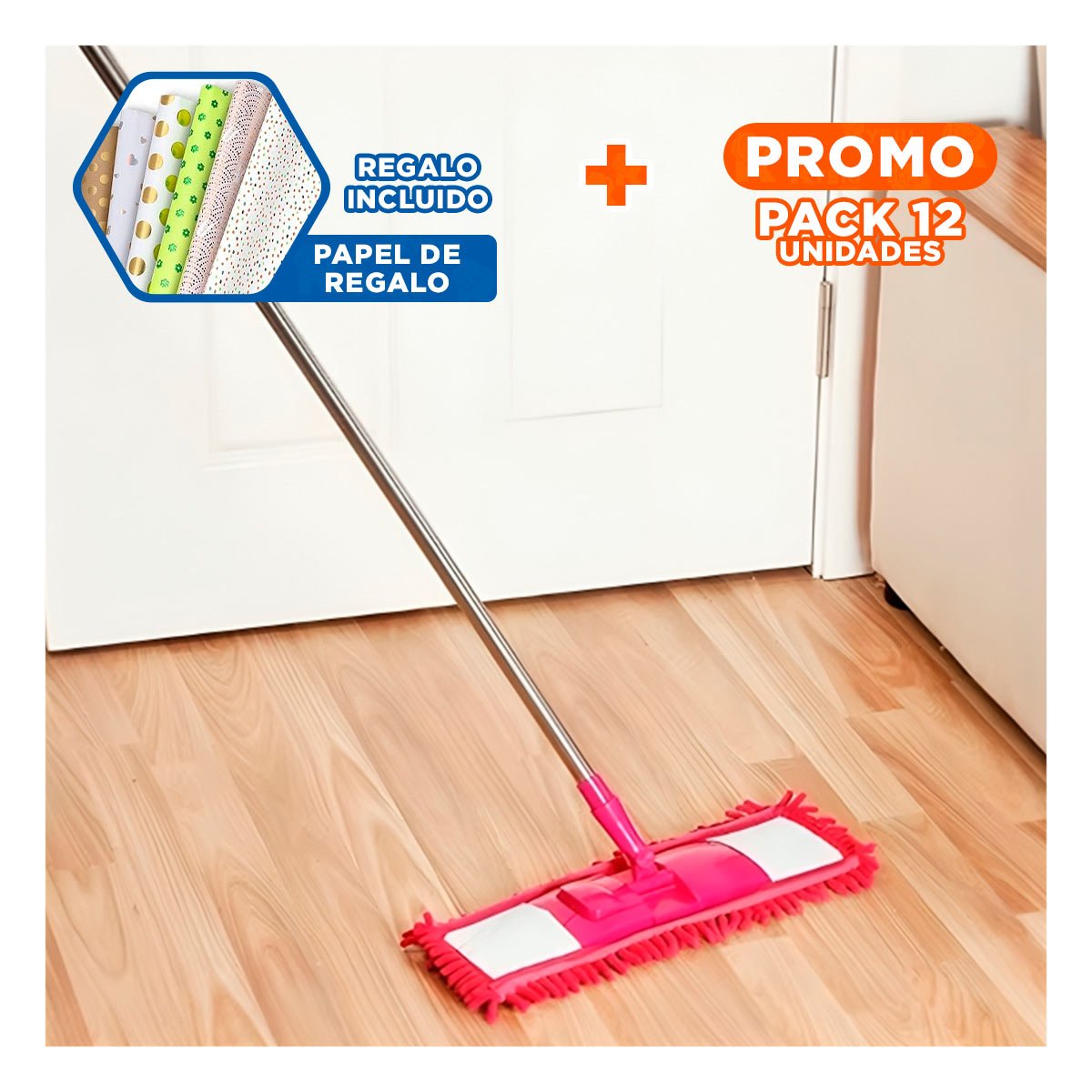 PACK12 TELA RECTANGULAR DE MICROFIBRA FUCSIA SUAVE Y RESISTENTE PARA PISOS YPAPEL REGALO - 1