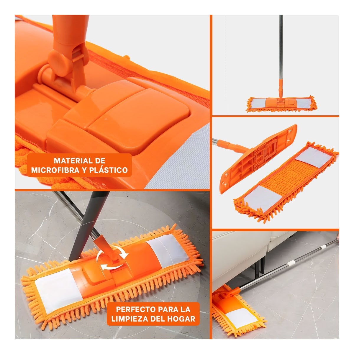 MOPA RECTANGULAR DE MICROFIBRA NARANJA PRACTICO PARA LIMPIEZA GENERAL YSTICKY - 1