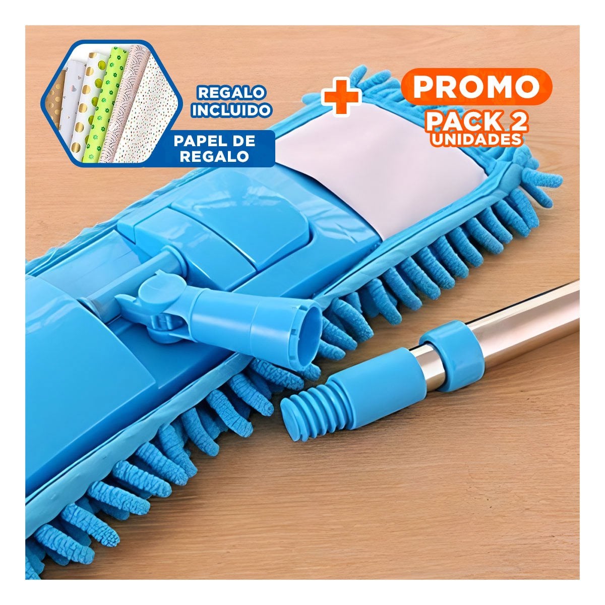 PACK2 FIBRA RECTANGULAR DE MICROFIBRA CELESTE SECADO RAPIDO USO DIARIO YPAPEL REGALO - 1