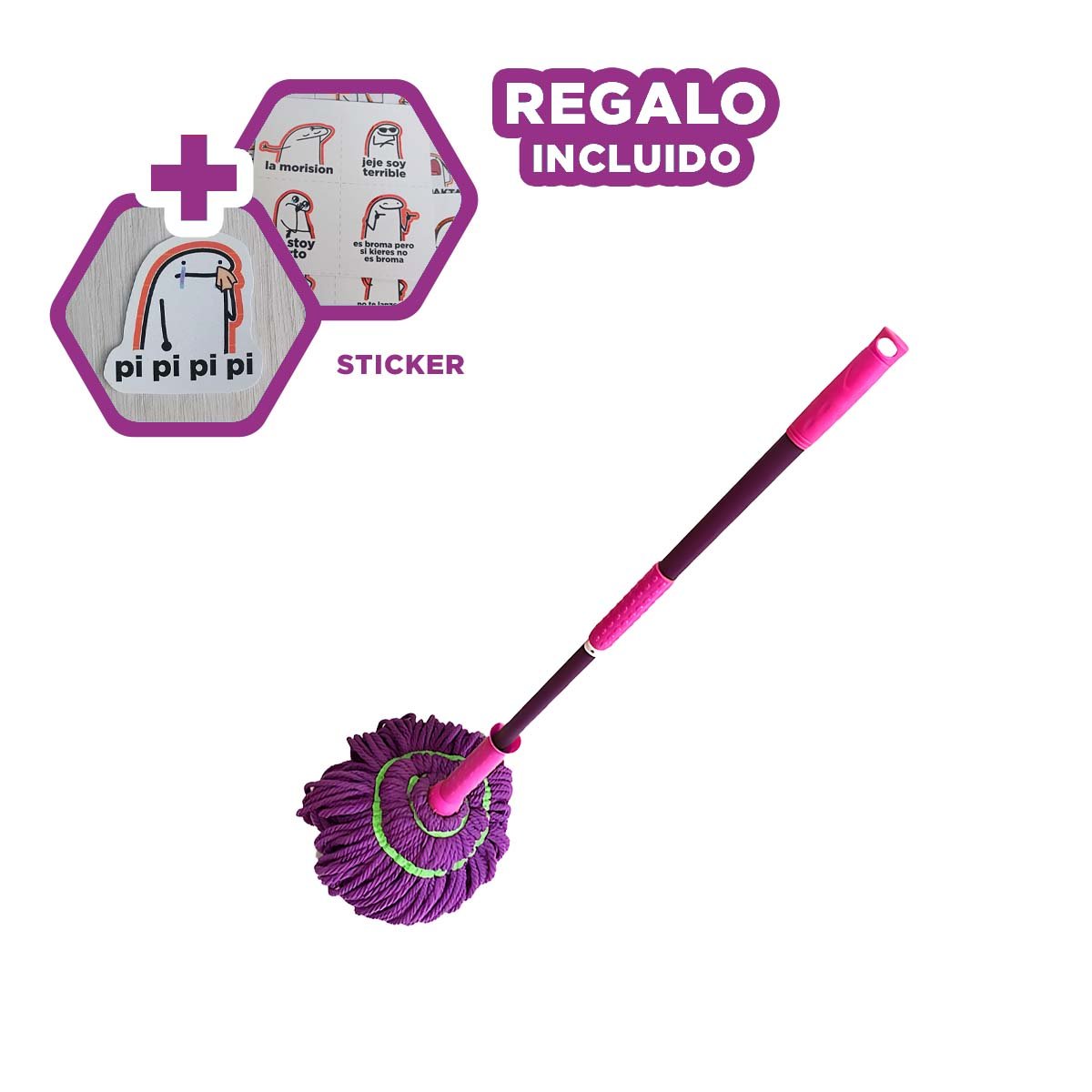 ESCURRIDOR DE PISOS GIRATORIO CON AUTOEXPRIMIDOR PARA LIMPIEZA CONTINUA Y+REGALO STICKER - 1