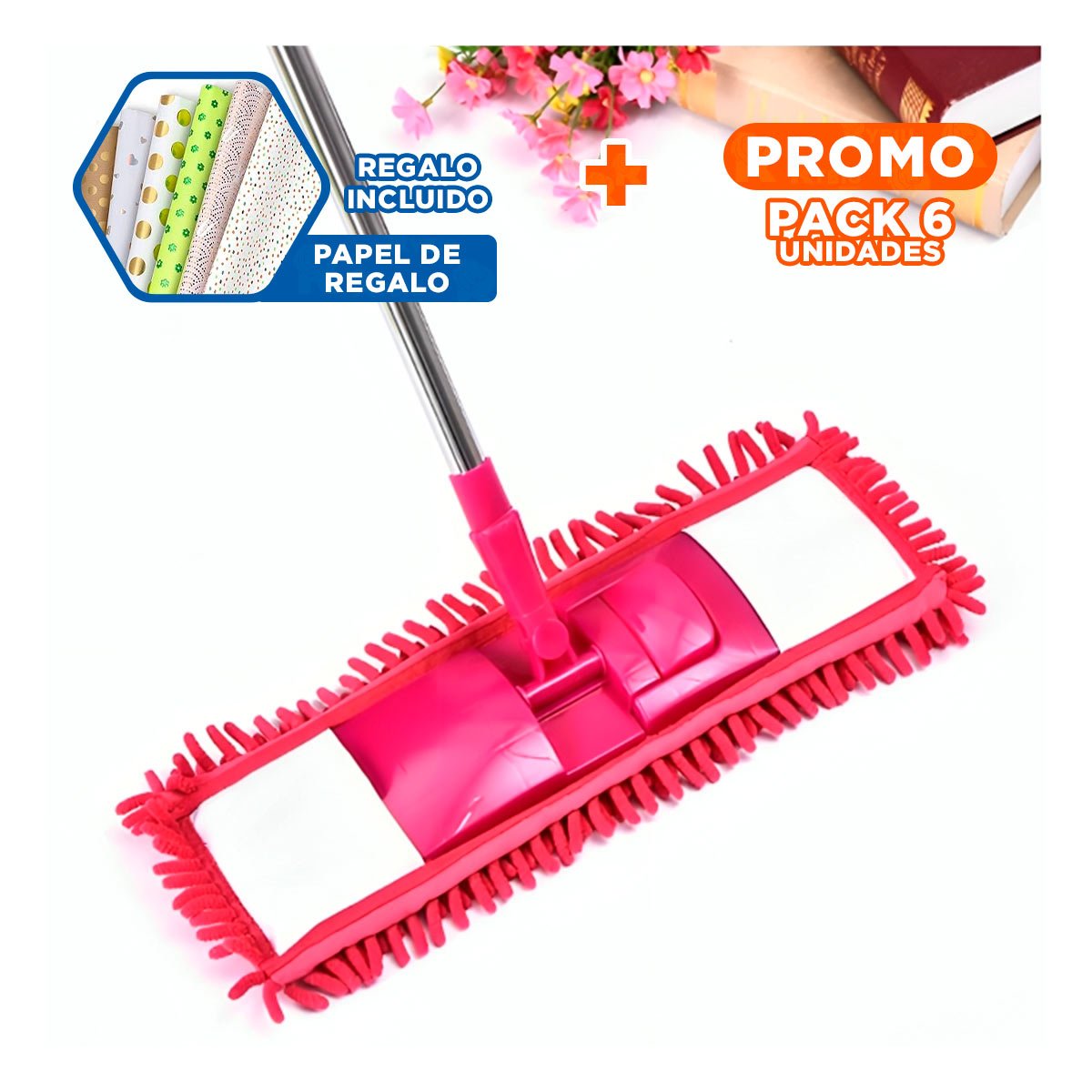 PACK6 TOALLA RECTANGULAR DE MICROFIBRA FUCSIA PRACTICO LIMPIEZA GENERAL Y+PAPEL REGALO - 1