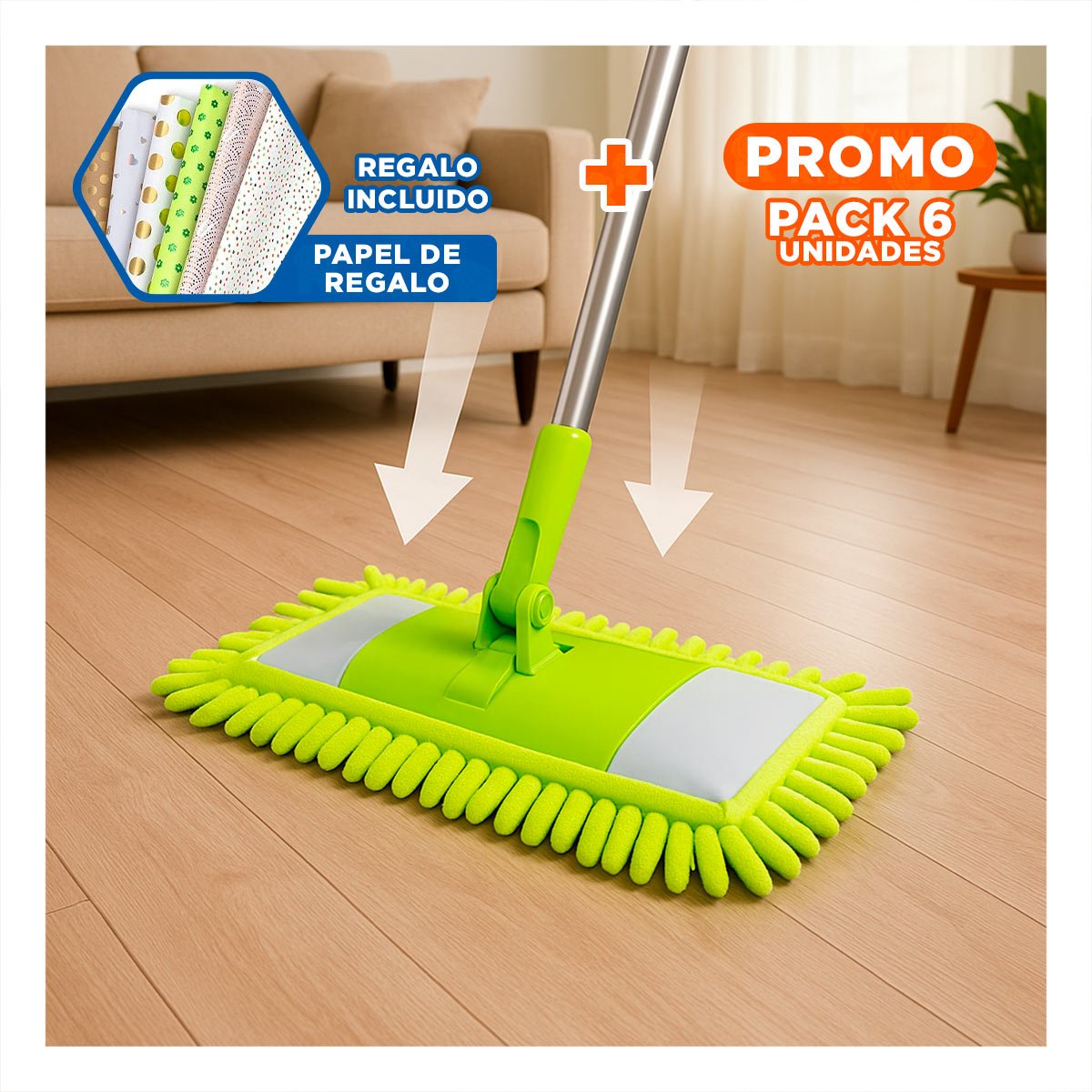 PACK6 TOALLA RECTANGULAR DE MICROFIBRA VERDE PRACTICO LIMPIEZA GENERAL YPAPEL REGALO - 1
