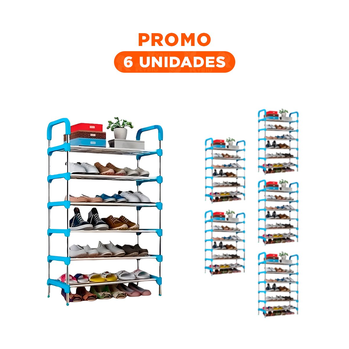 PACK6 MODULO VERTICAL 6 NIVELES ESTRUCTURA COMPACTA PARA HOGAR TONO CELESTE - 1