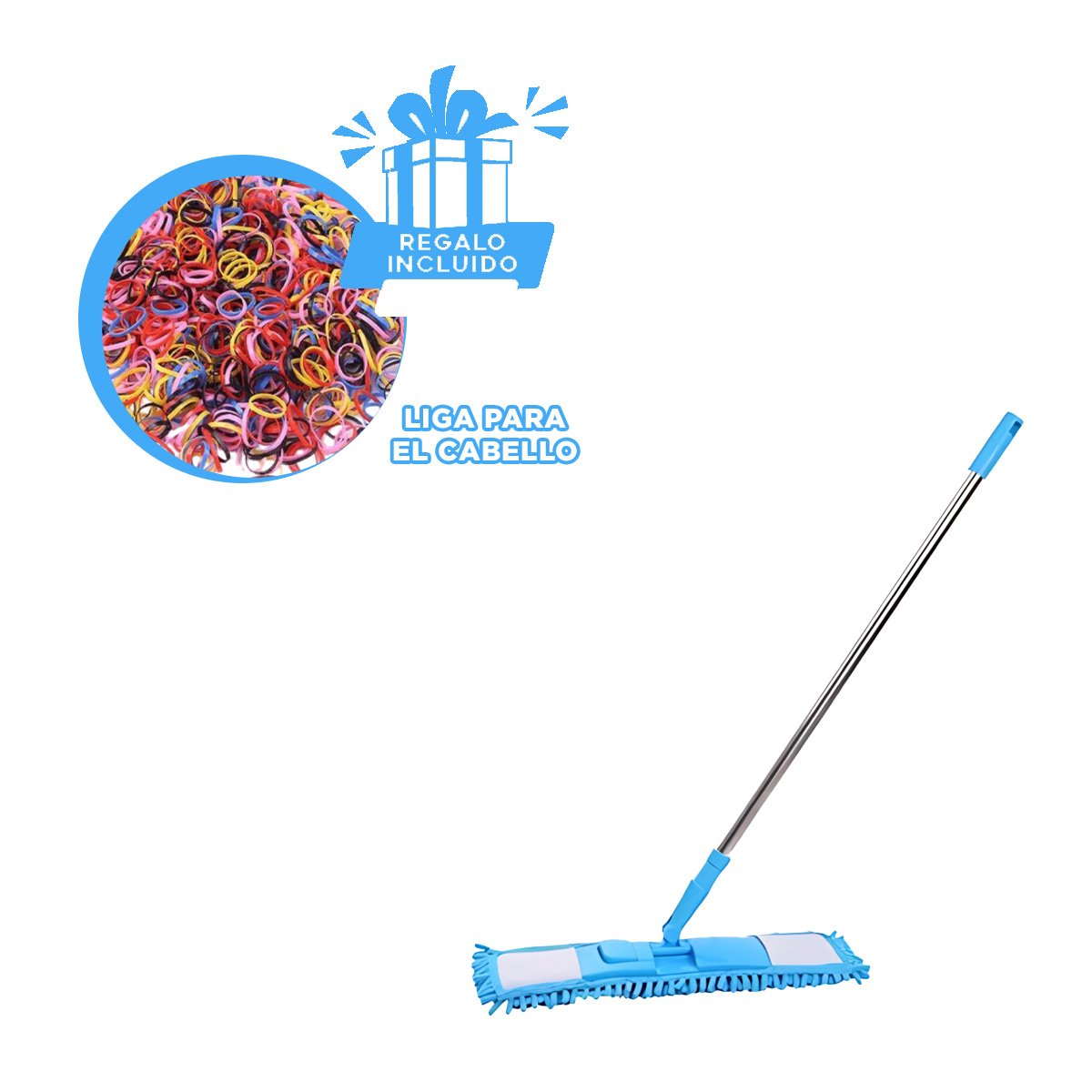 TRAPEDOR RECTANGULAR DE MICROFIBRA CELESTE DE SECADO RAPIDO USO DIARIO Y+LIGAS REGALO - 2