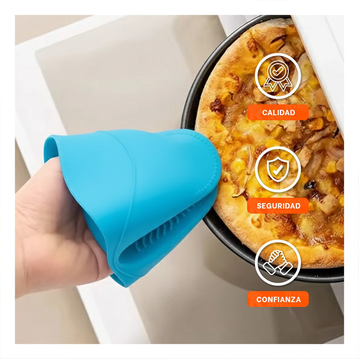 PACK12 PROTECCIONES COCINA DE SILICONA CELESTE PARA USO DIARIO EN HOGAR 7,3X9,5CM - 3