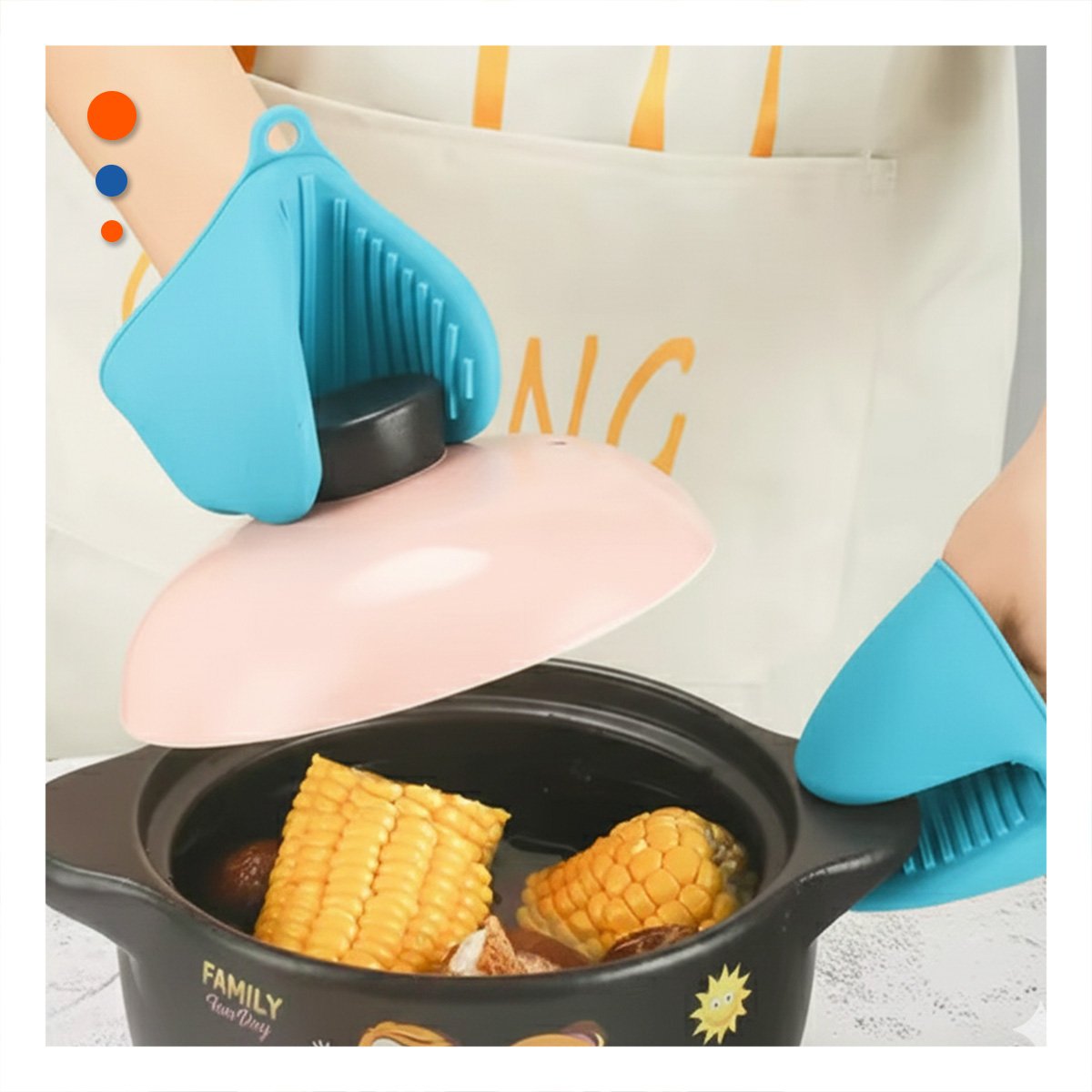 PACK12 PROTECCIONES COCINA DE SILICONA CELESTE PARA USO DIARIO EN HOGAR 7,3X9,5CM - 5
