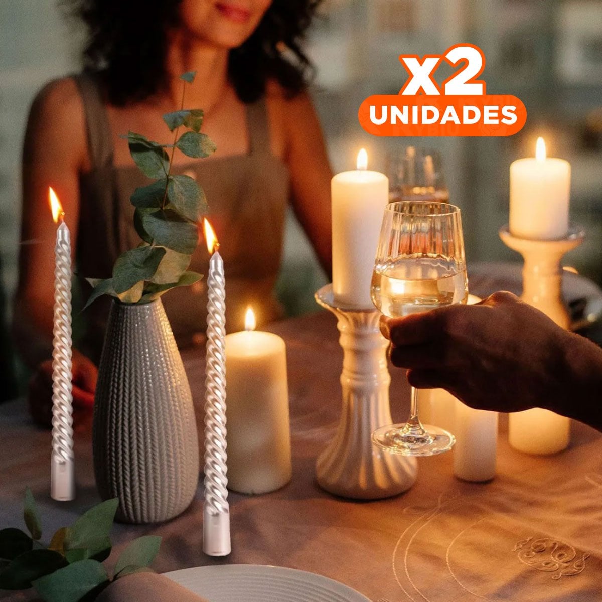 PACK2 VELONES DECORATIVOS LARGOS DE CERA CON ONDAS PARA ESTILO HOGAR Y+REGALO STICKER - 1