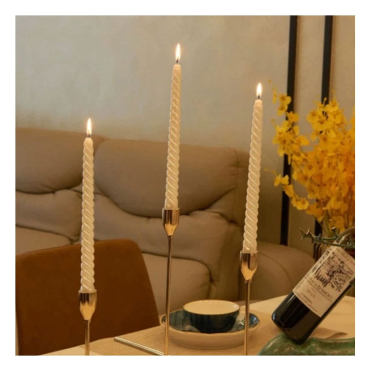VELONES DE CERA LARGOS CON DISENO ONDAS PARA DECORACION DE ESPACIOS CASEROS Y+POST IT - 2