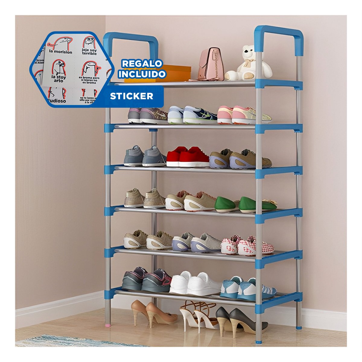 ORGANIZADOR VERTICAL 6 NIVELES ESTILO FUNCIONAL PARA CASA ORDEN CELESTE Y+REGALO STICKER - 1