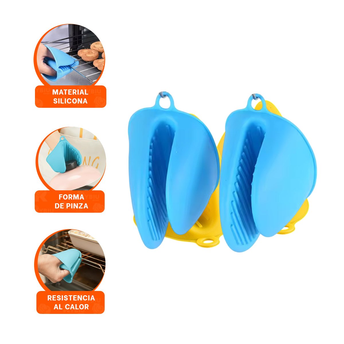 CUBIERTOS PROTECTORES DE SILICONA CELESTE PARA PREPARAR COMIDA 7,3X9,5CM - 3