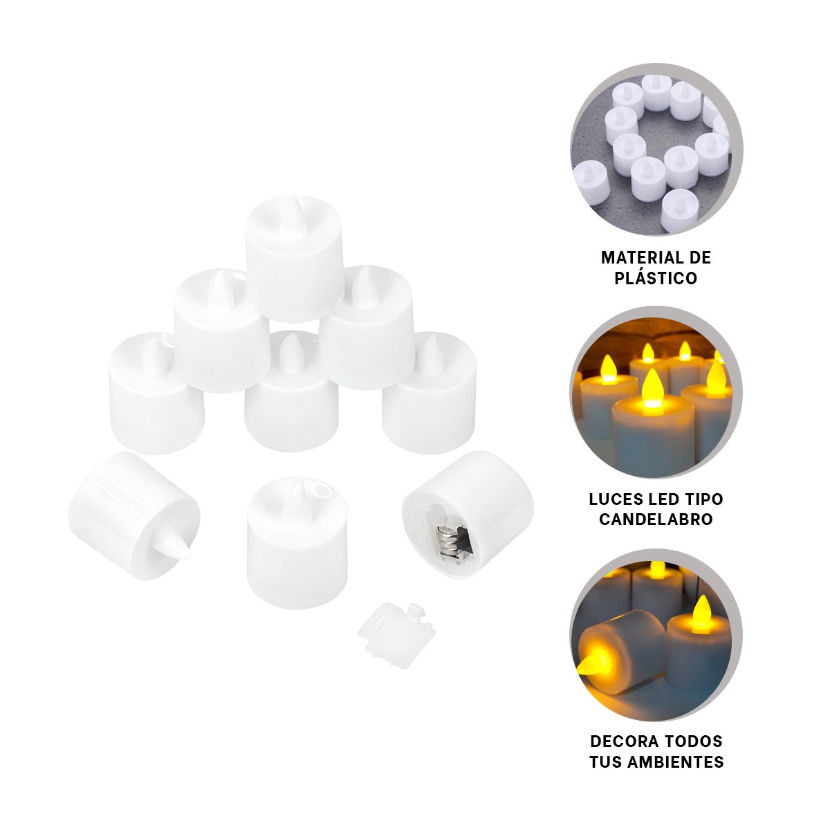 VELONES LED PARA DECORACION DE SALA CON LUZ CALIDA Y AMBIENTE RELAJANTE - 3