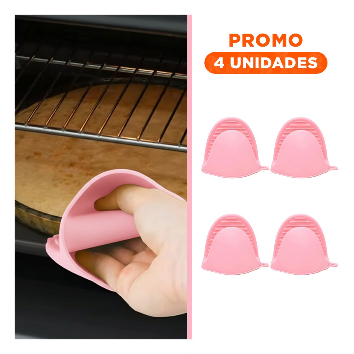 PACK4 MANOS CUBIERTOS DE SILICONA ROSADO PARA PREPARAR ALIMENTOS 7,3X9,5CM Y+REGALO STICKER - 1