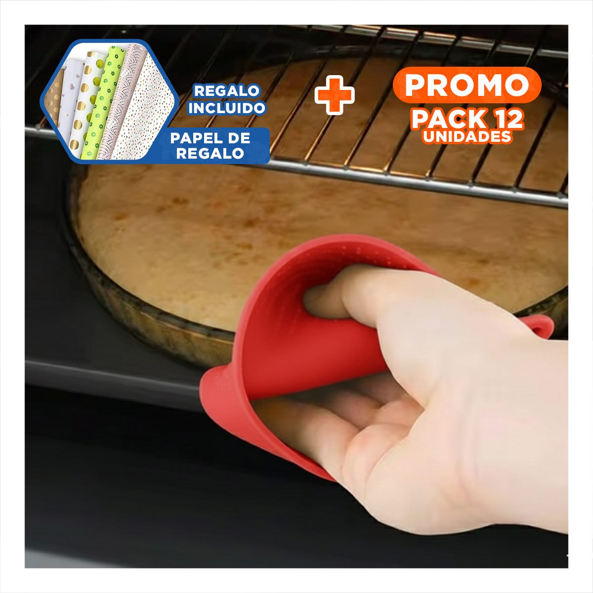 PACK12 CUBIERTOS COCINA DE SILICONA ROJO PARA PREPARAR COMIDA EN CASA 7,3X9,5CM Y+PAPEL REGALO - 1