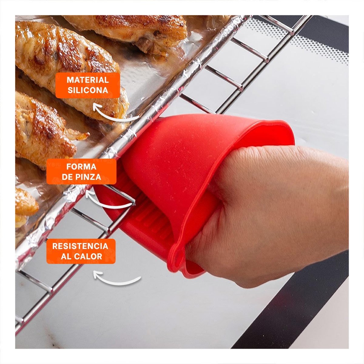 CUBIERTOS ACCESORIOS DE SILICONA ROJO PARA MANIPULAR ALIMENTOS 7,3X9,5CM Y+REGALO STICKER - 5
