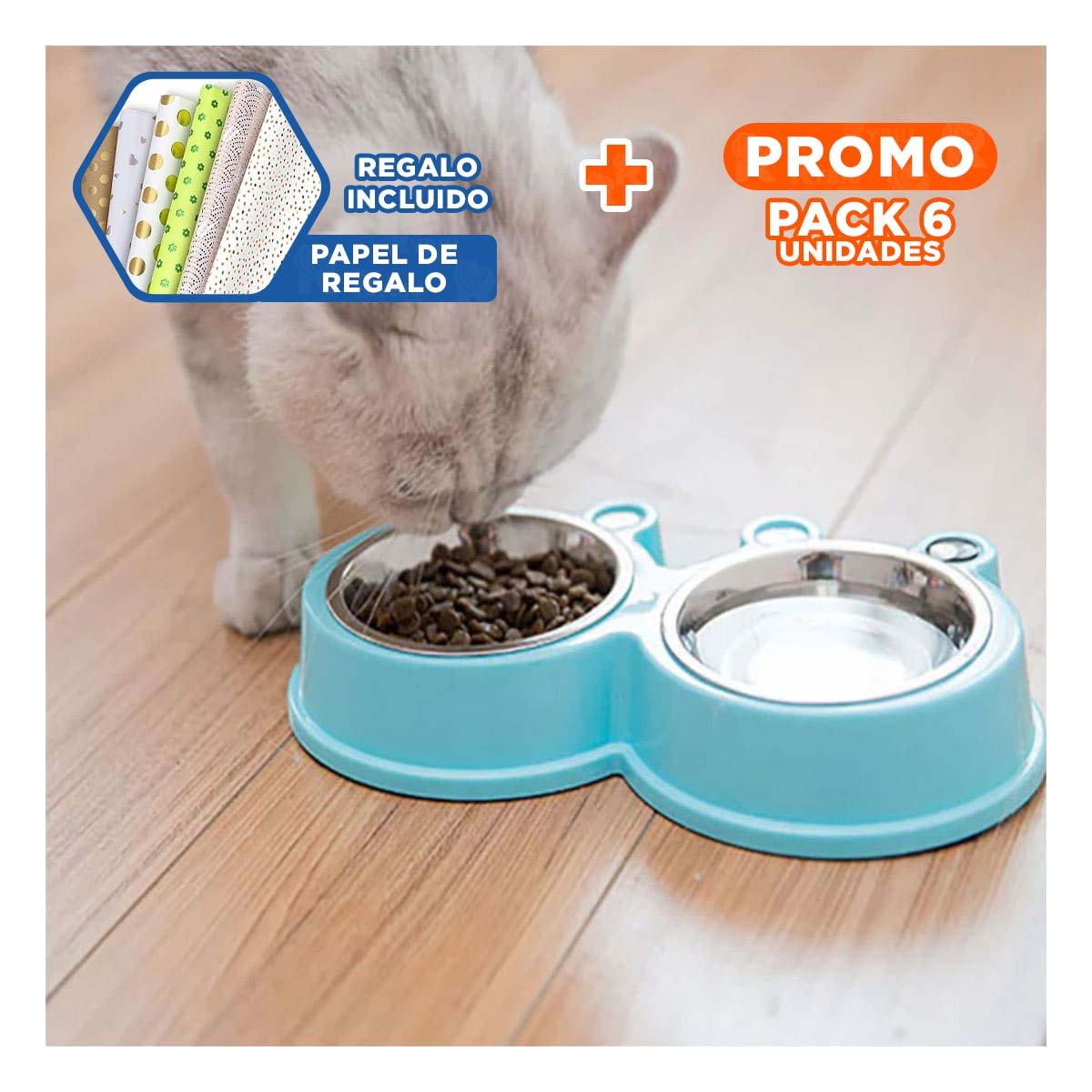 PACK6 BASE DOBLE DESMONTABLE RANA PARA MASCOTA USO DIARIO Y+PAPEL REGALO - 1